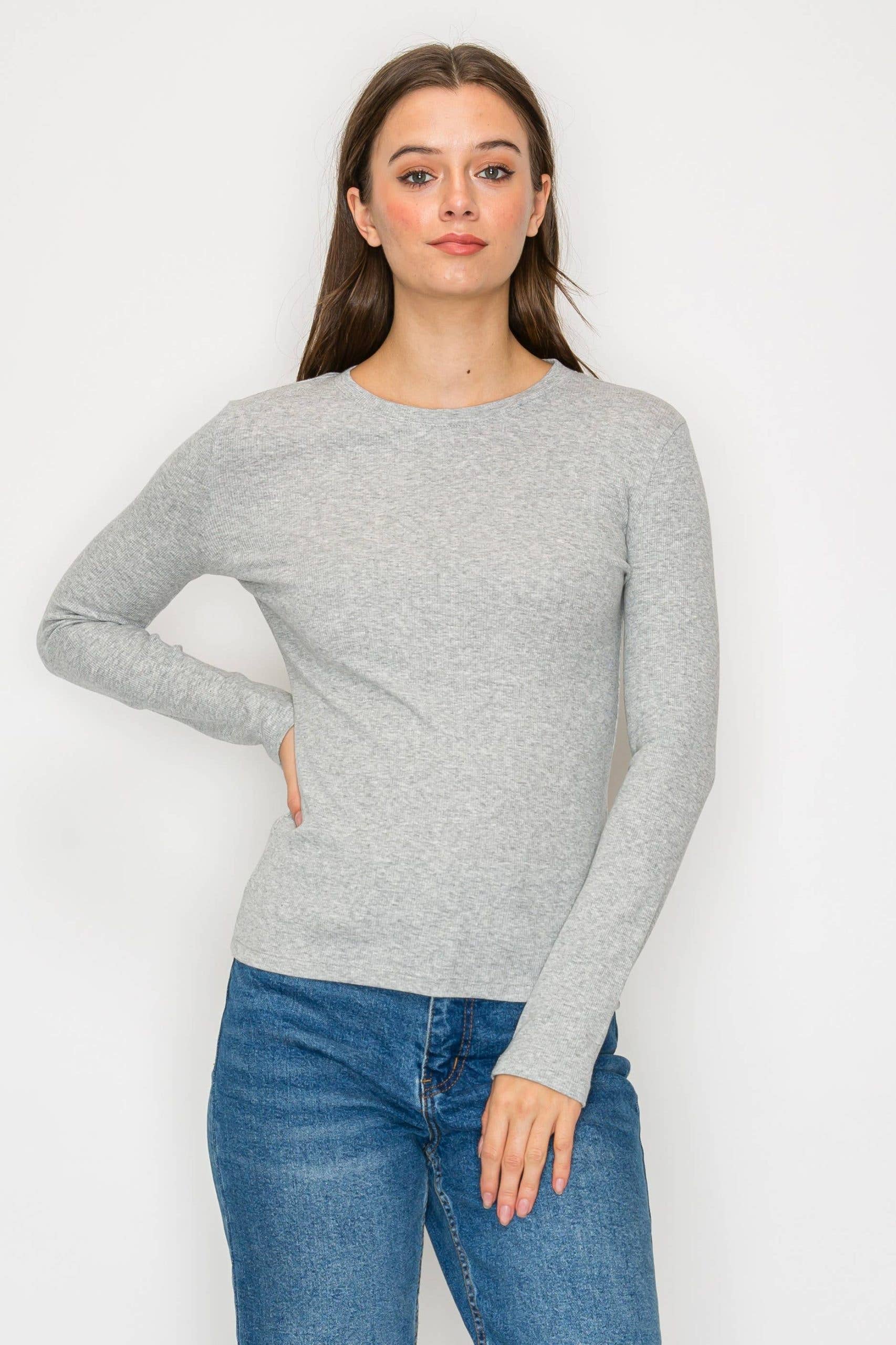 Long Sleeve Mini Ribbed Tee