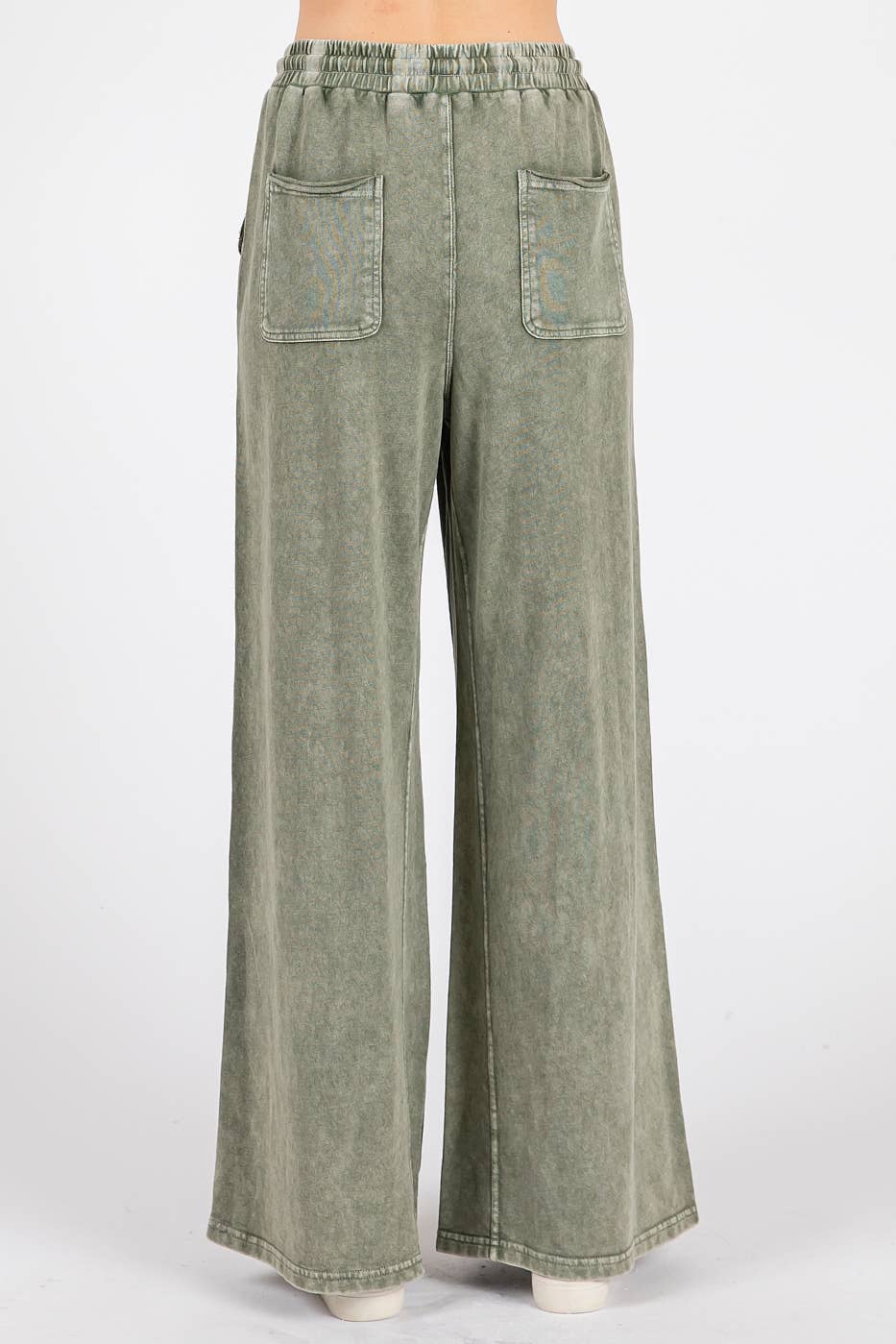 MINERAL WASH FRENCH TERRY WIDE LEG PANTS