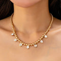 Oval Stone Beaded Ball Chain necklace | 80N92776