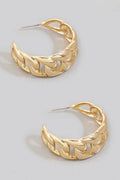 Solid Metallic Flat Chain Hoop Earrings