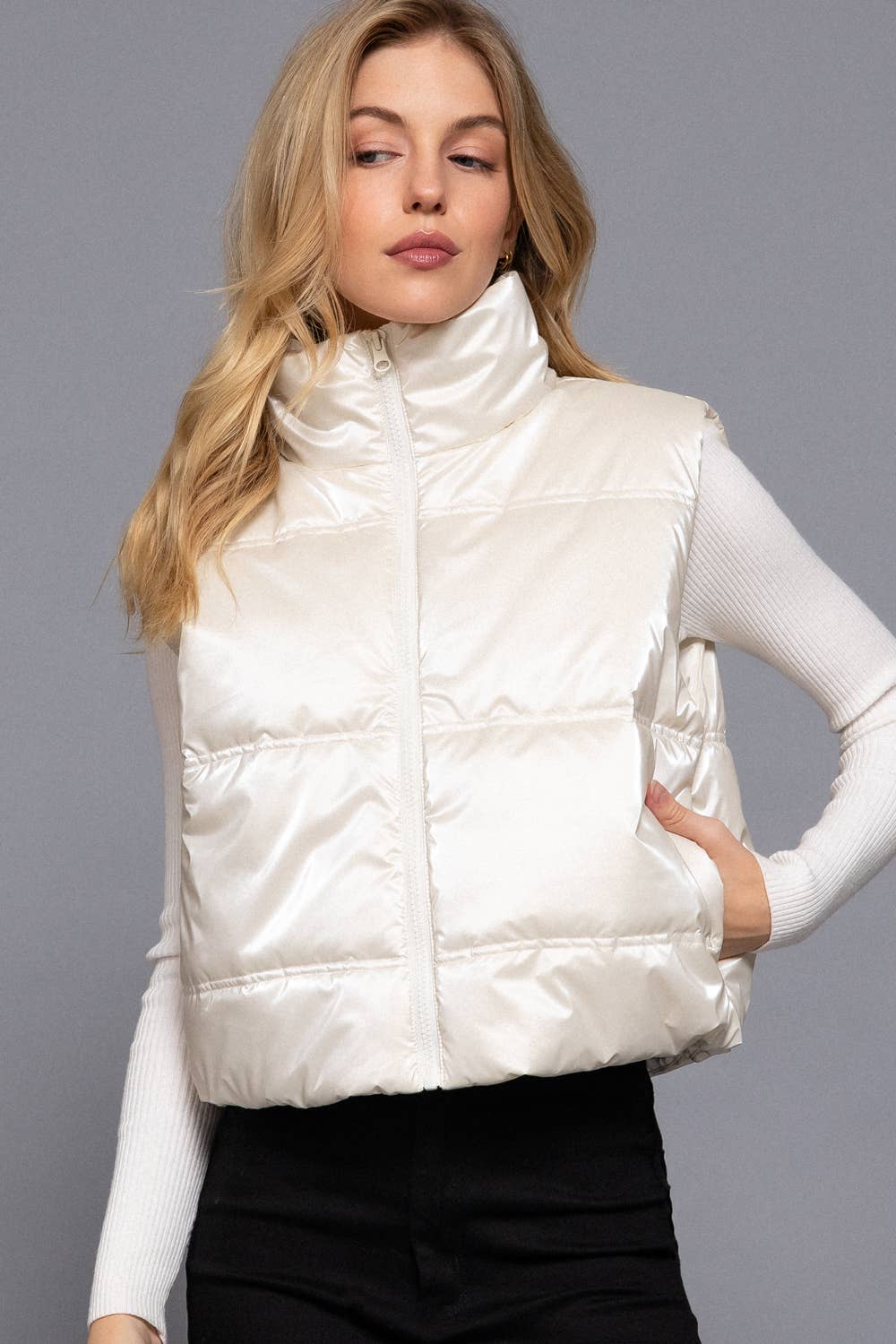 High Neck Zip Up Vest
