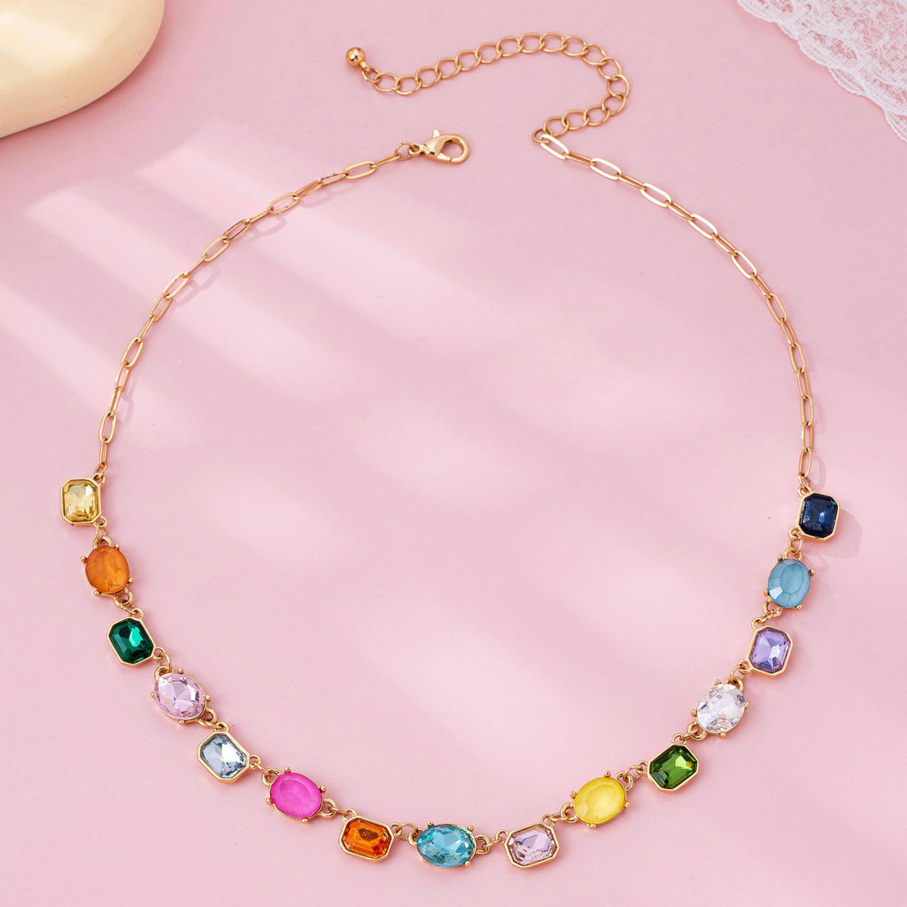 Multicolor Gemstone Link Necklace | 80N92824