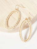 Seed-Beads Wire-Wrapped Oval-Shaped Dangle Earrings