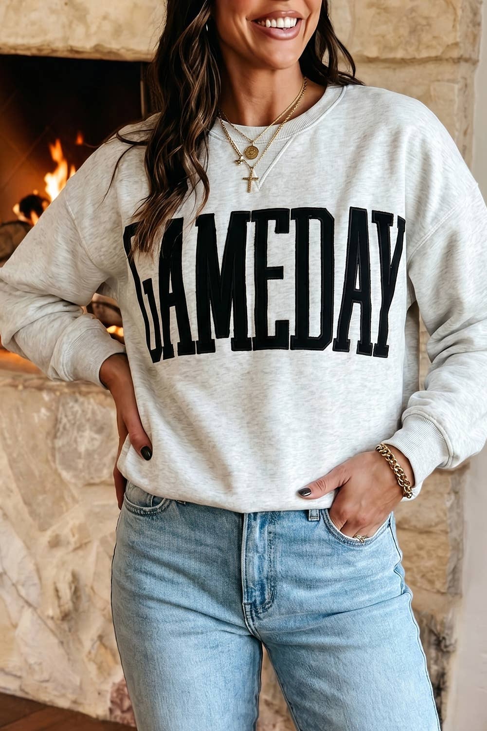 GAMEDAY Sweatshirt Long Sleeve Round Neck Casual Pullover