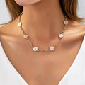 Vintage-Inspired White Enamel Floral Necklace | 80N93188