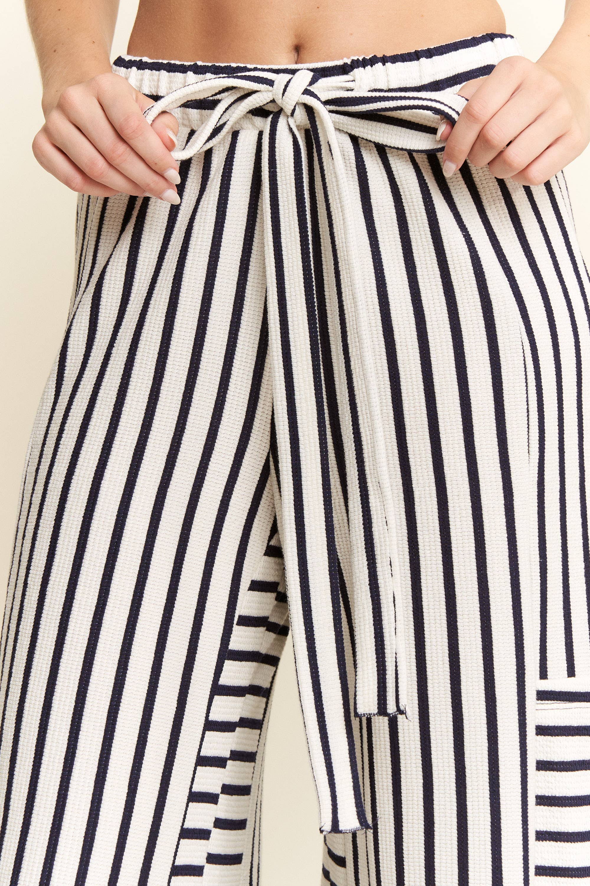 PLUS SIZE STRIPE WIDE LEG PANTS