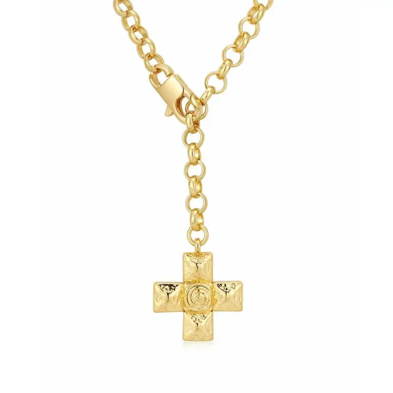Chunky Cross Pendant Necklace in Silver or Gold