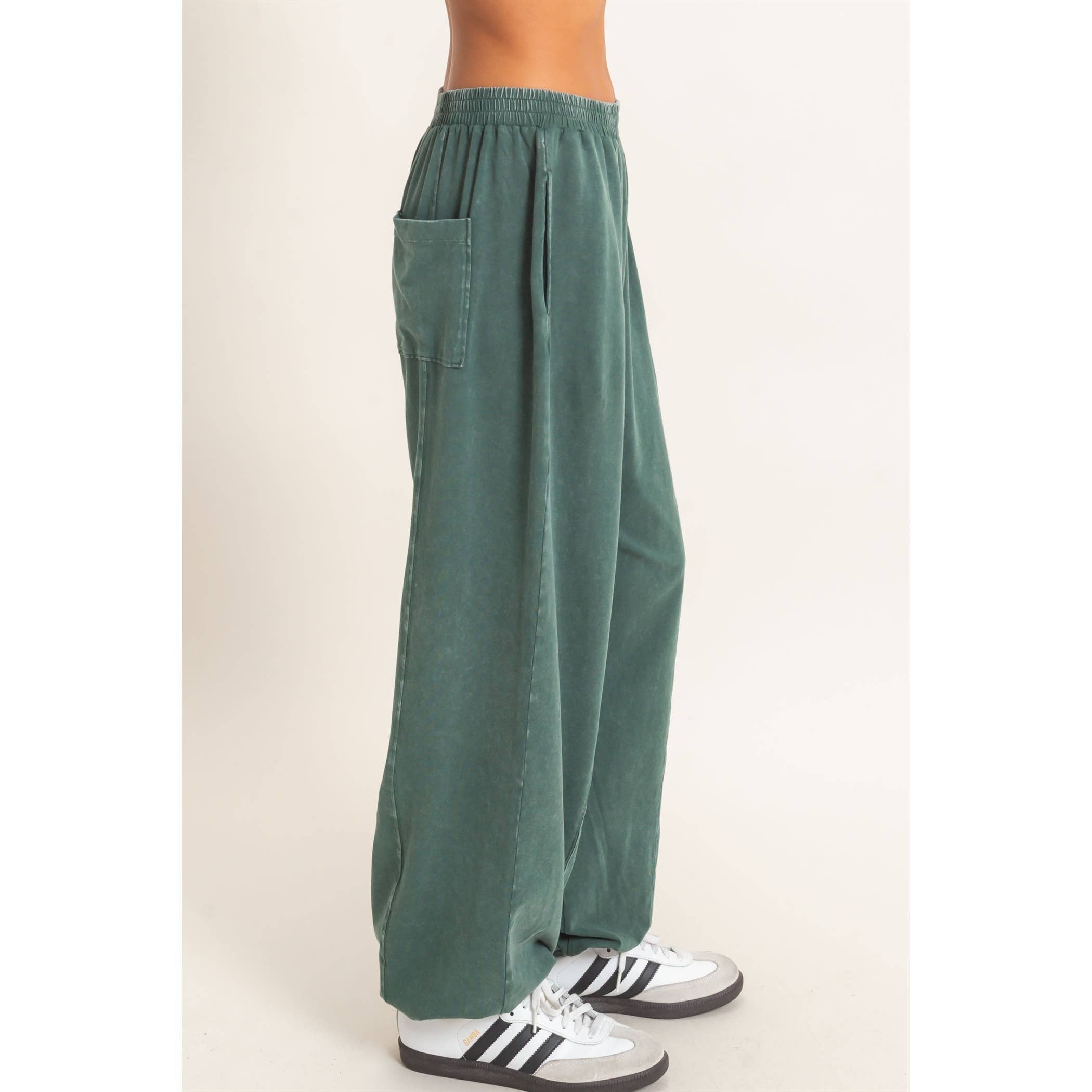 Mineral Wash Elastic Waist Jogger Pants