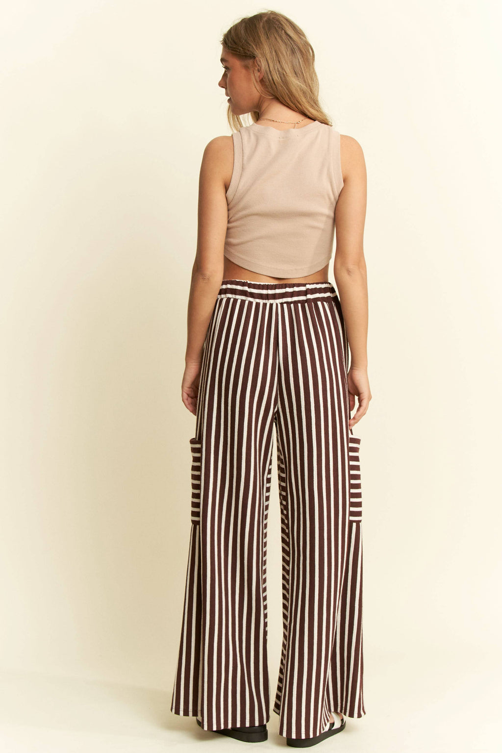 PLUS SIZE STRIPE WIDE LEG PANTS