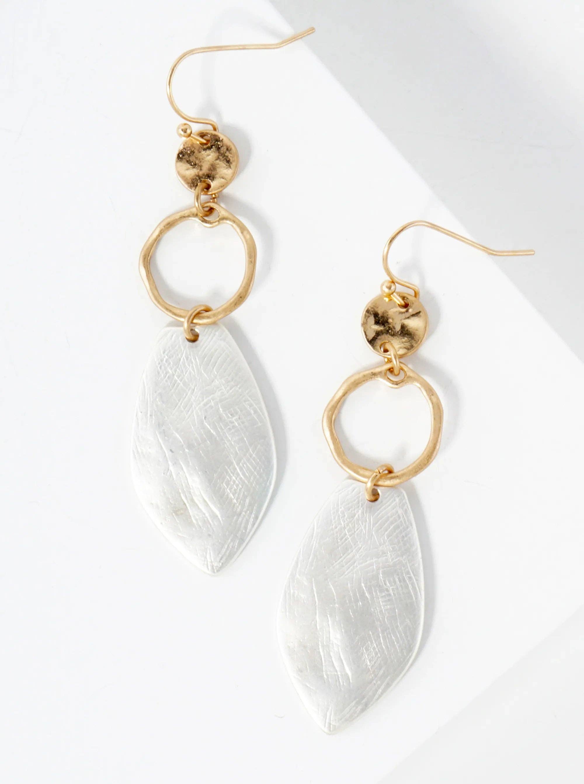 Hand-Molded Metal Geometric Dangle Drop Earrings