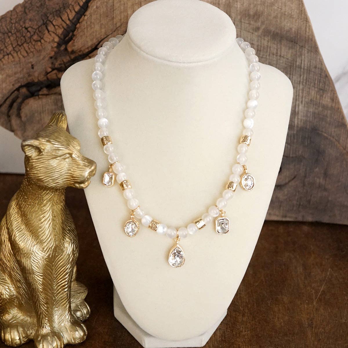 Sugarlight Drops – Beaded Charm Necklace with Crystal Accents
