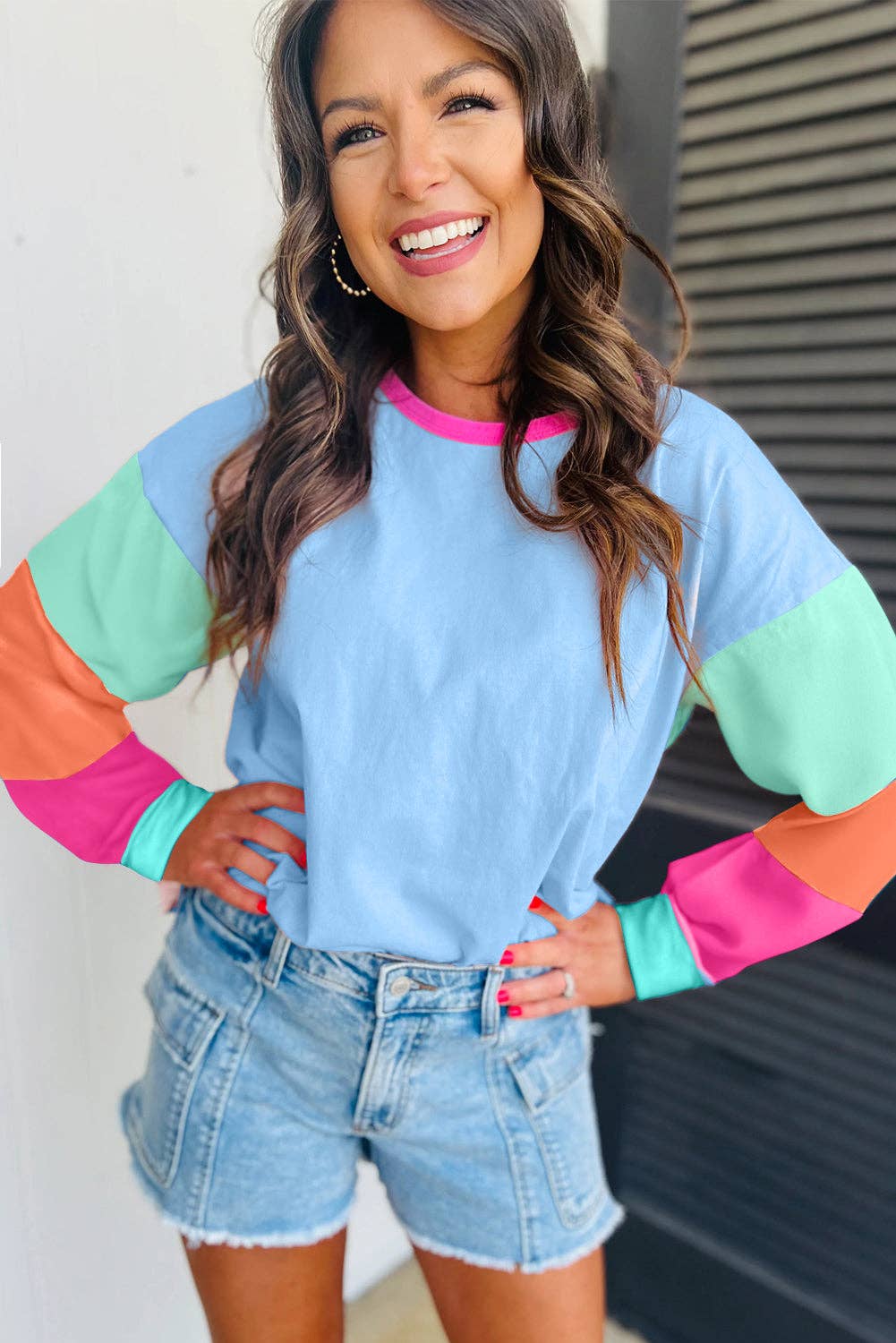 Colorblock Long Sleeve Top – Casual & Comfortable