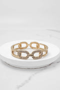 Sparkly Bangles hinge links Gold tone Crystals