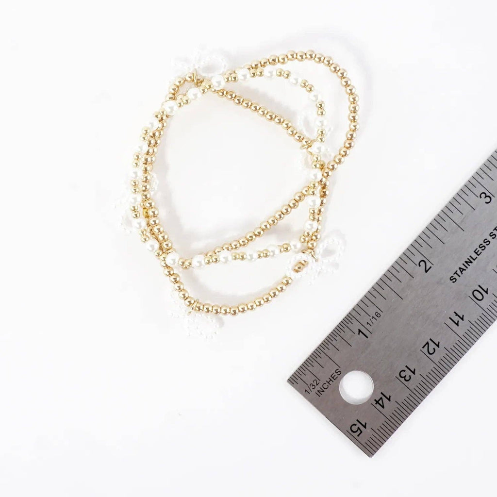 3PC Stretch Bracelets Set Bow And Pearls
