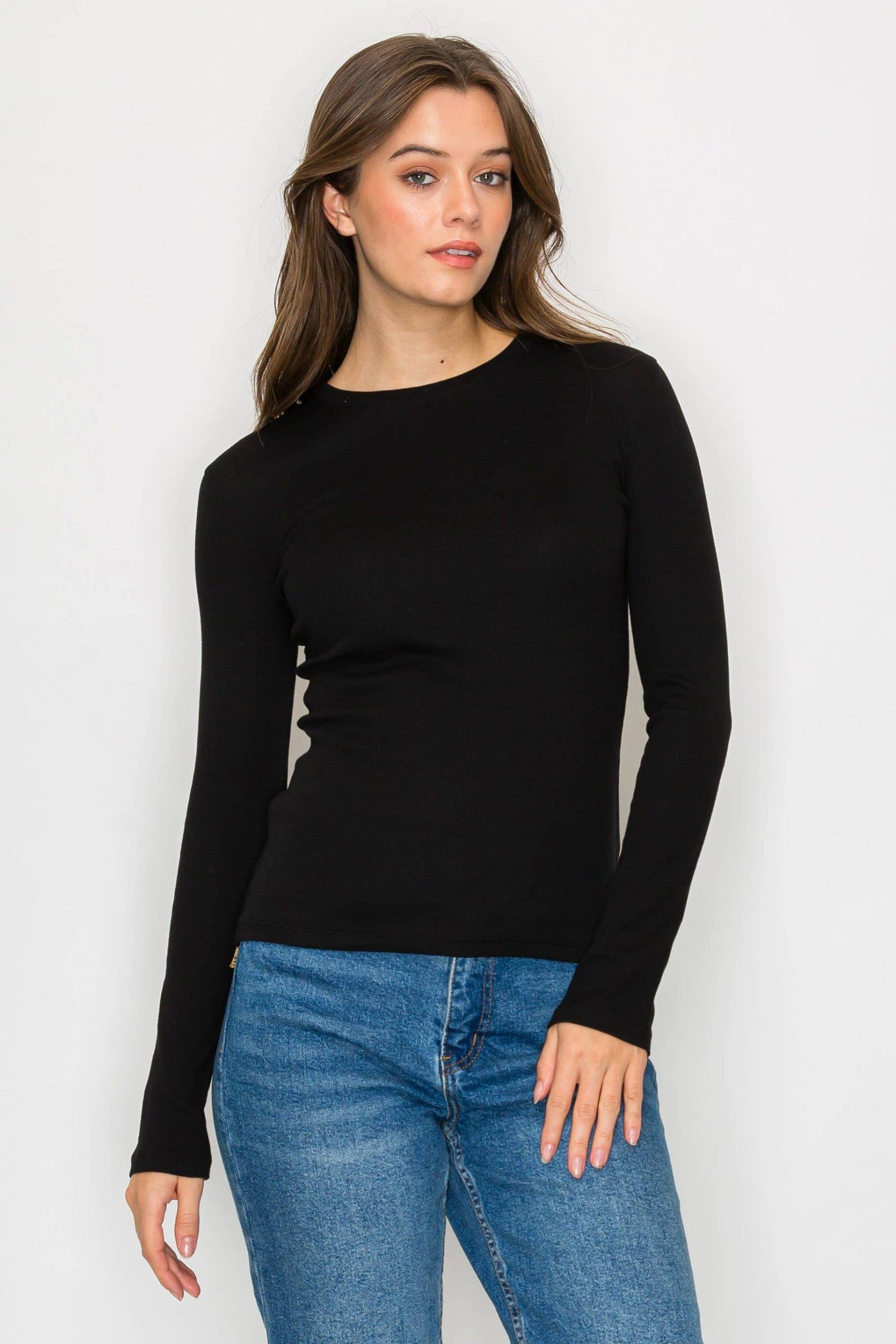 Long Sleeve Mini Ribbed Tee