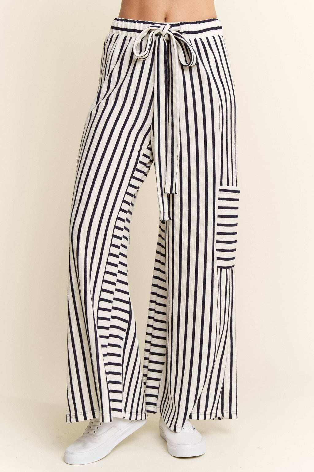 PLUS SIZE STRIPE WIDE LEG PANTS
