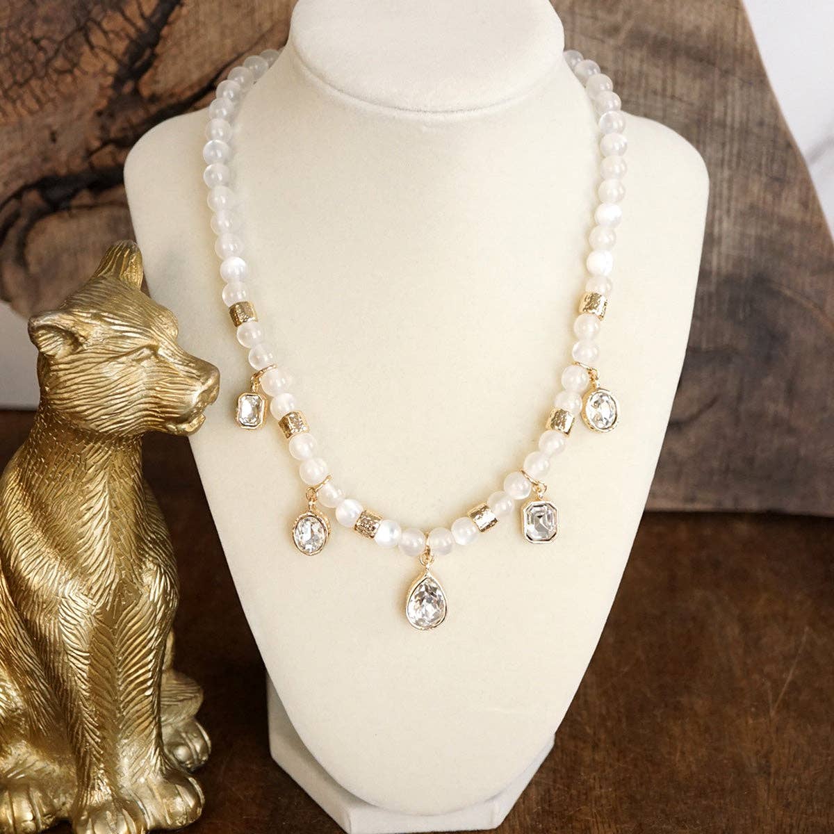 Sugarlight Drops – Beaded Charm Necklace with Crystal Accents