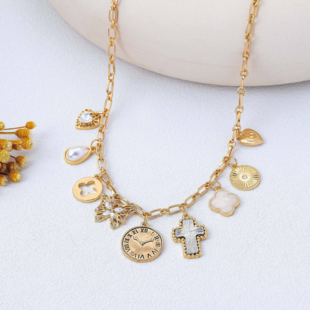 Eclectic Celestial & Vintage Charm Necklace | 80N93123