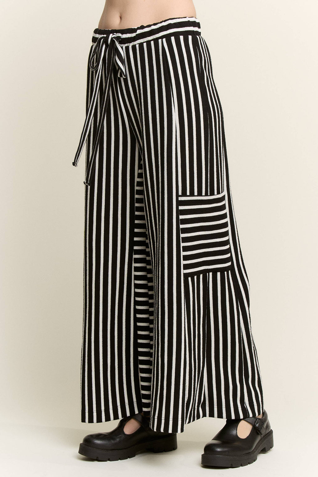PLUS SIZE STRIPE WIDE LEG PANTS
