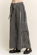 PLUS SIZE STRIPE WIDE LEG PANTS