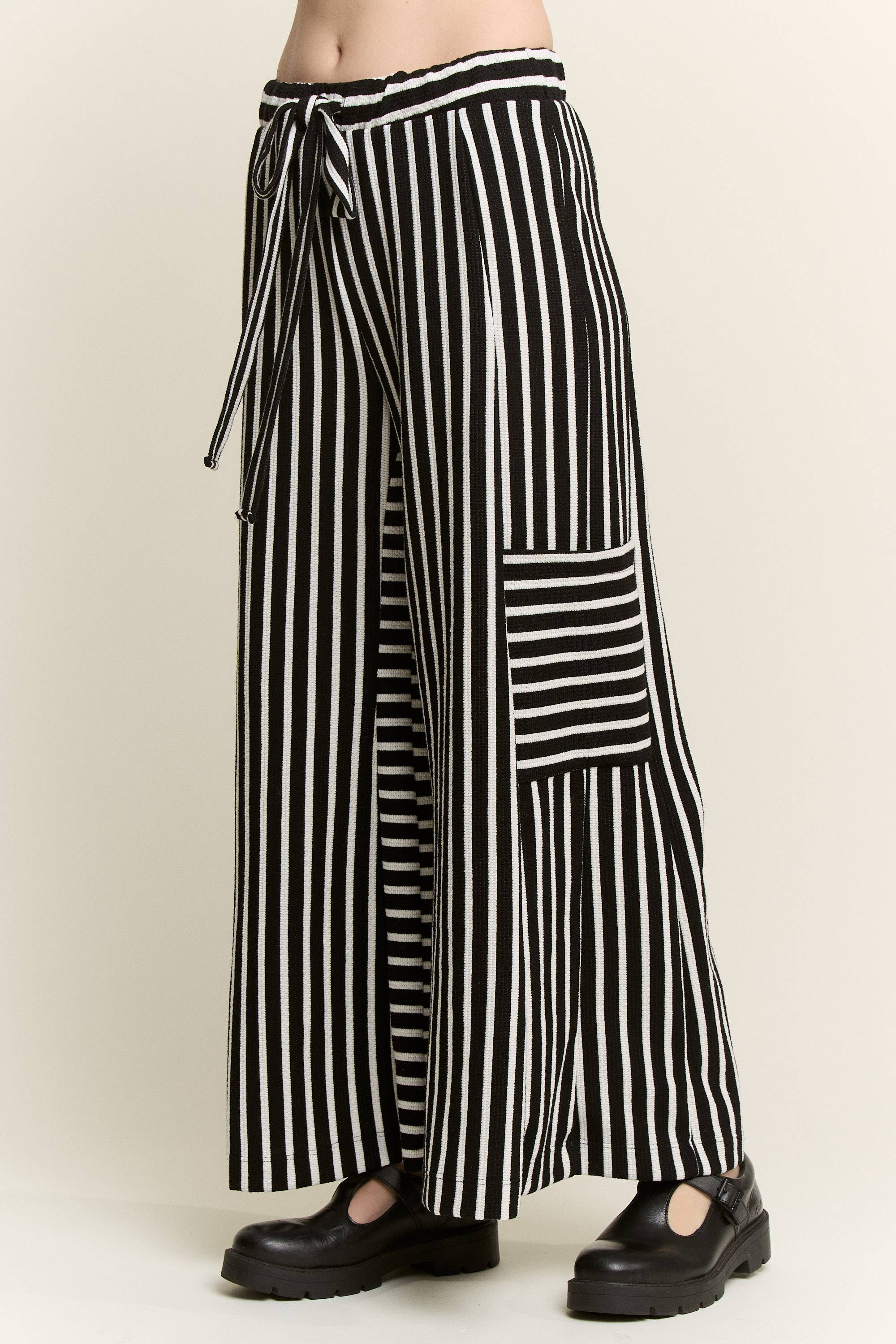 PLUS SIZE STRIPE WIDE LEG PANTS