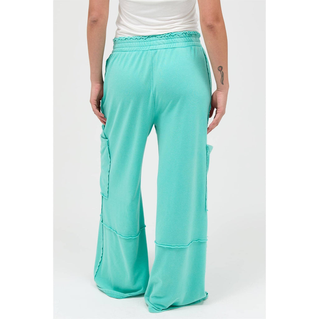 Mineral Wash Wide Leg Cargo Pants