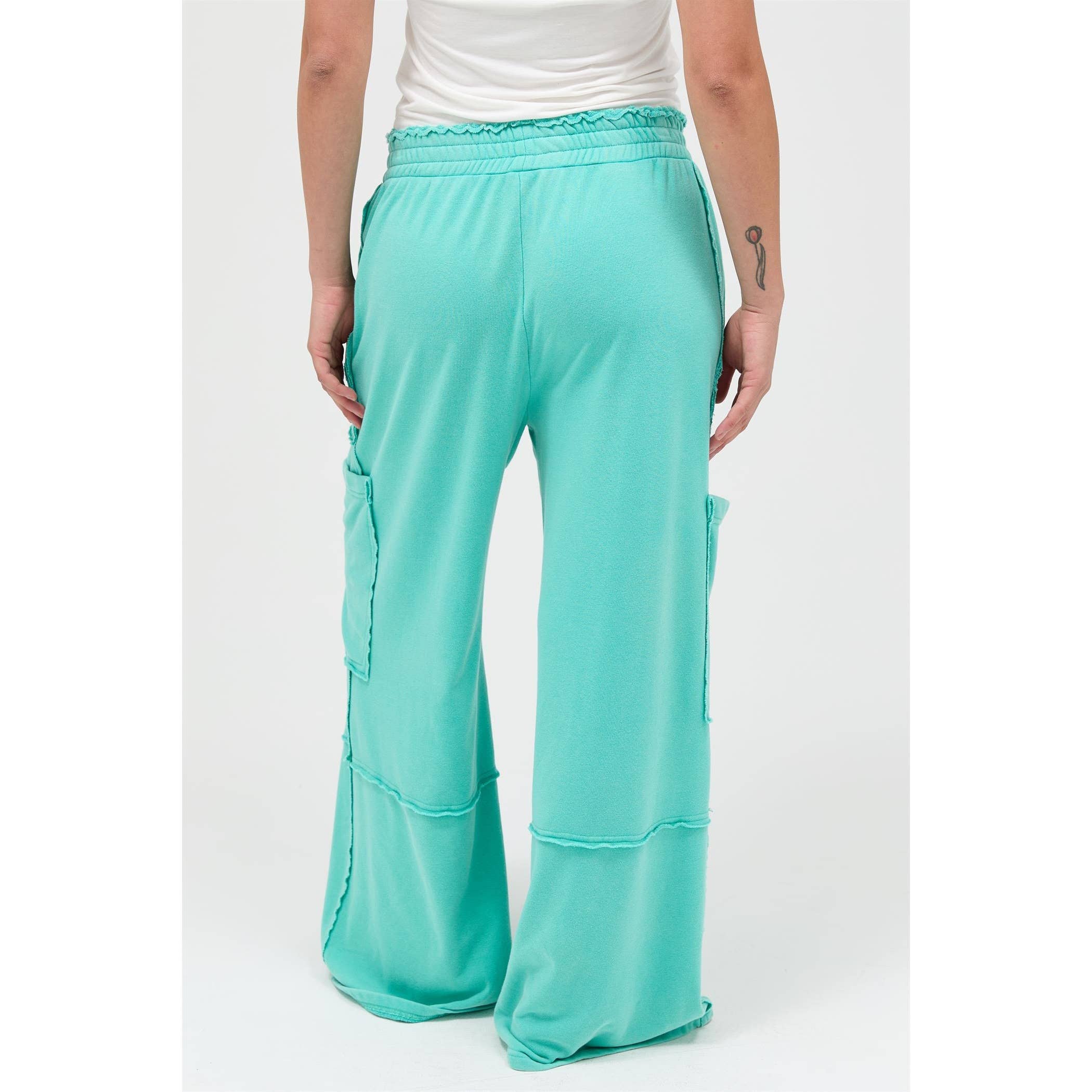 Mineral Wash Wide Leg Cargo Pants