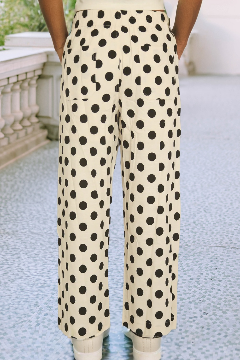LDC Polka Dot Print Patched Pocket Loose Pants