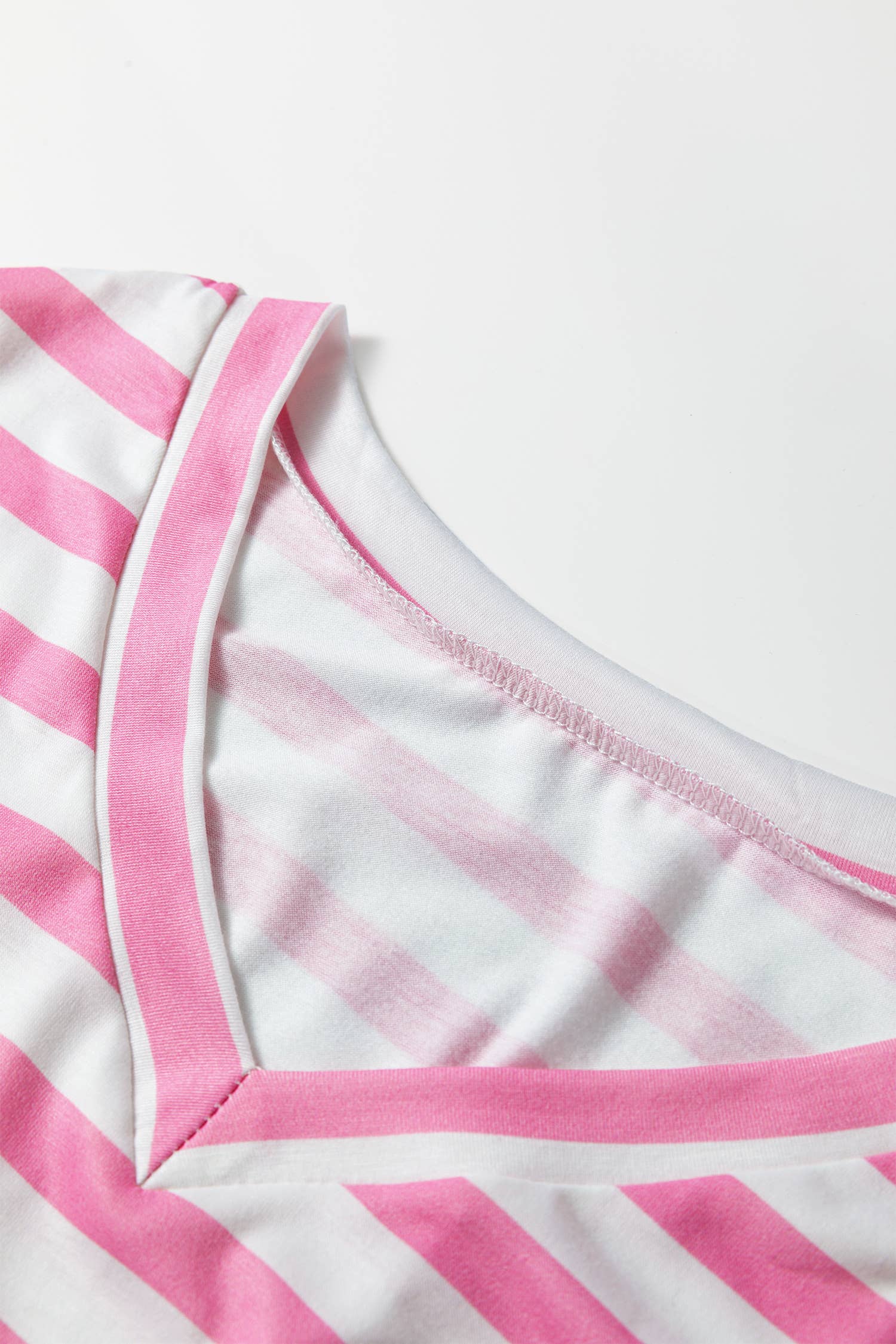 Plus Size Stripe V Neck Patched Pocket Casual T Shirt (S-4X)