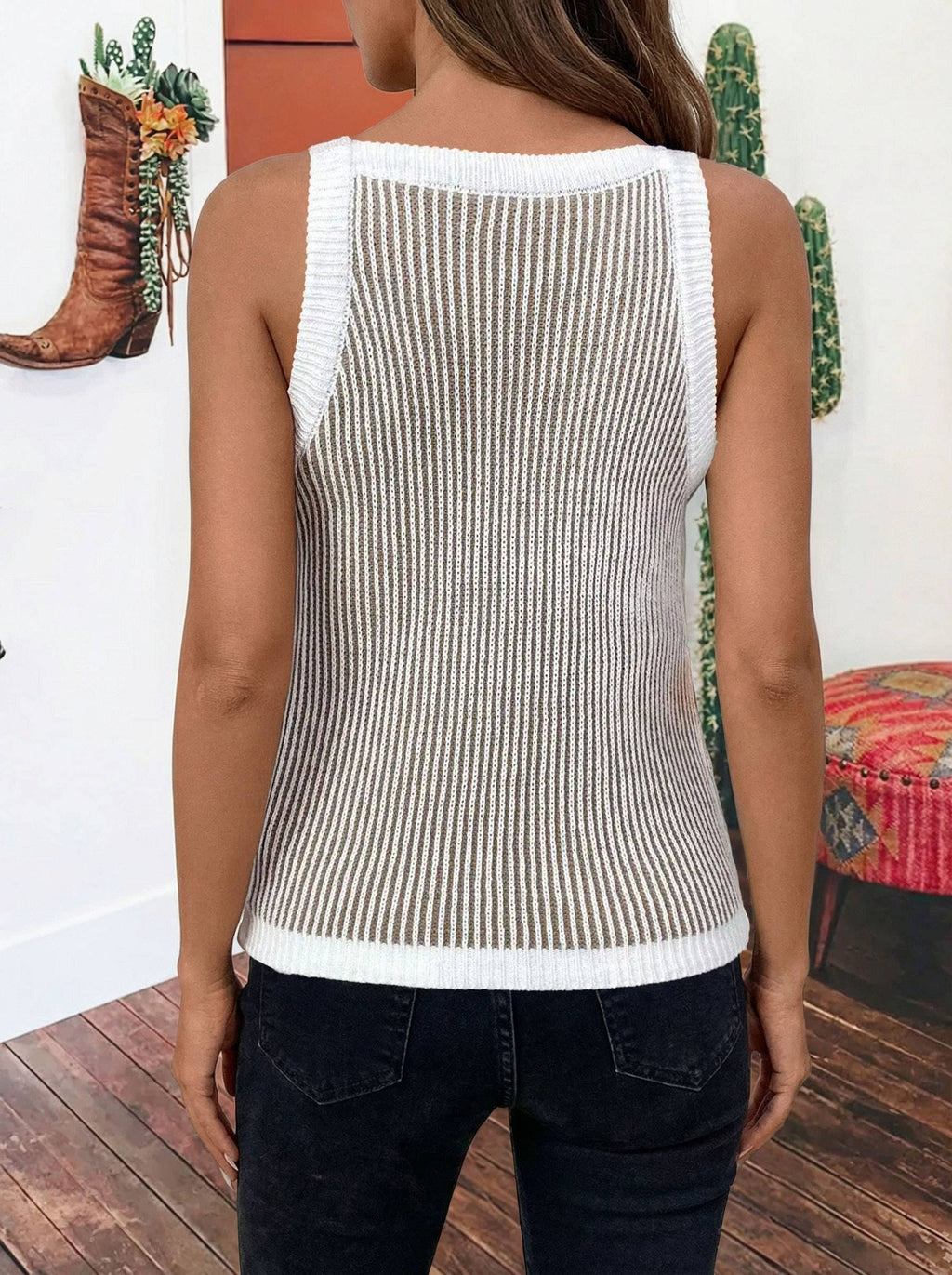2026 Summer Colorblock Round Neck Sleeveless Sweater Vest