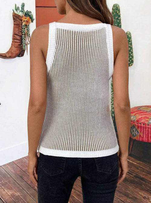 2026 Summer Colorblock Round Neck Sleeveless Sweater Vest