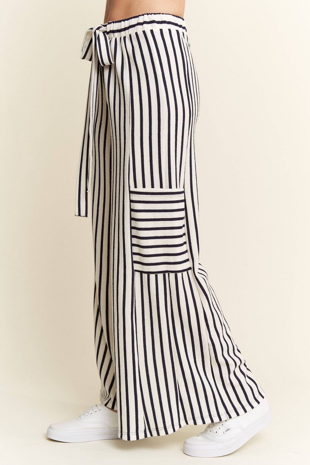 PLUS SIZE STRIPE WIDE LEG PANTS