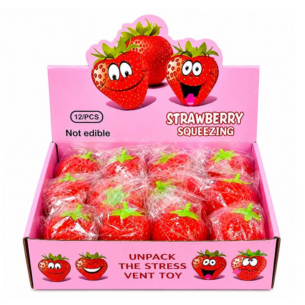 12PCS - Strawberry Squeeze Squishy Stress Relief Toy