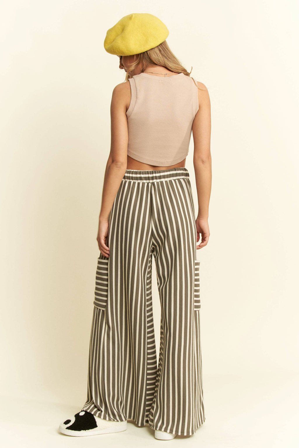 PLUS SIZE STRIPE WIDE LEG PANTS