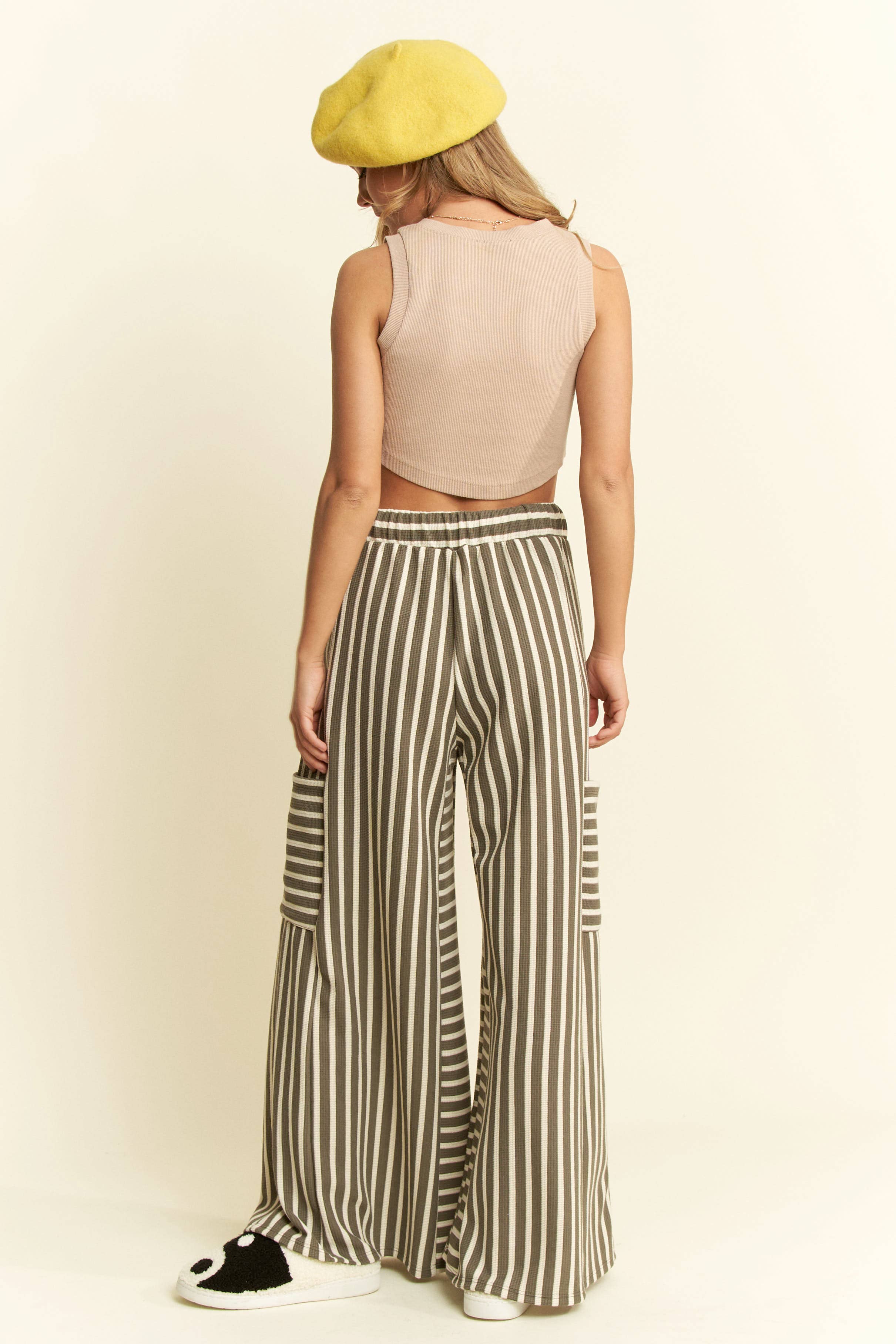PLUS SIZE STRIPE WIDE LEG PANTS