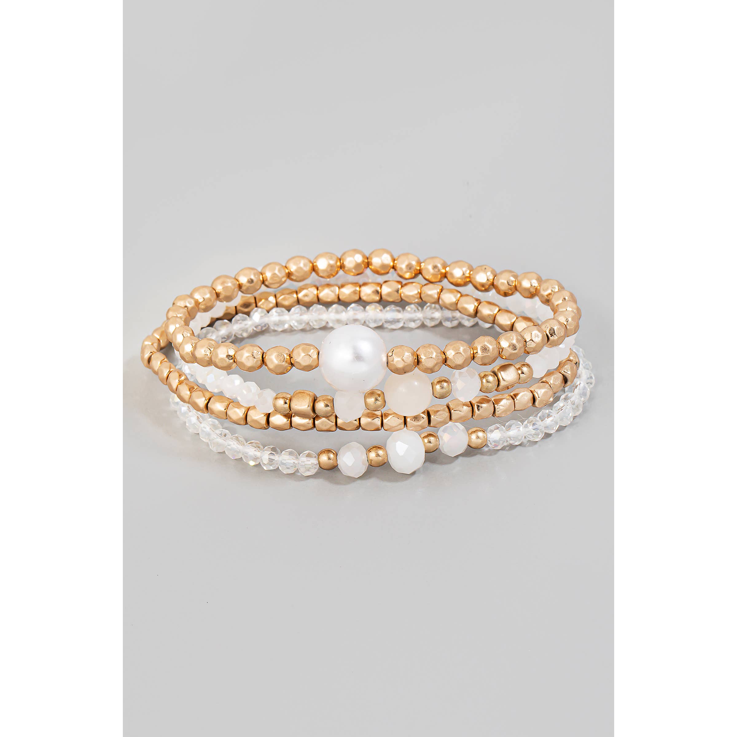 Pearl Charm Mixed Beaded Layered Bracelet Set