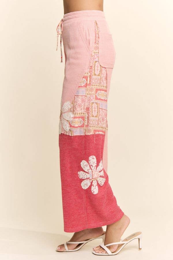 DAISY PATCHWORK WAFFLE PANTS