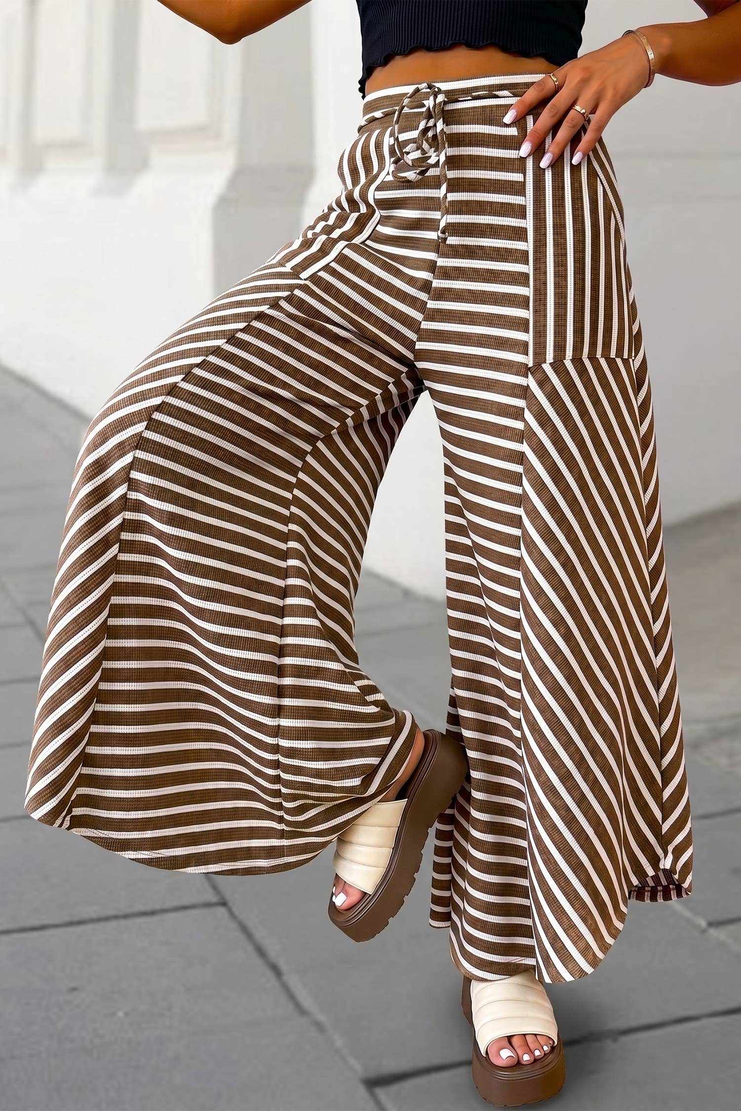 Striped Print Wide Leg Beach Babe Pant FW26 | S-XL