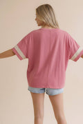 Plus Star Patchwork Cotton Slub Knit Top