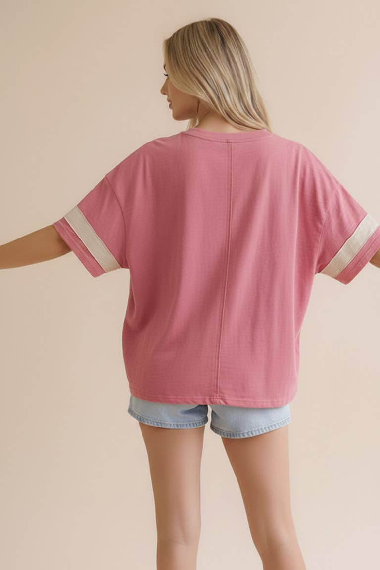 Star Patchwork Cotton Slub Knit Top