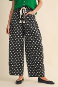 POLKA DOT PLEATED BARREL PANTS
