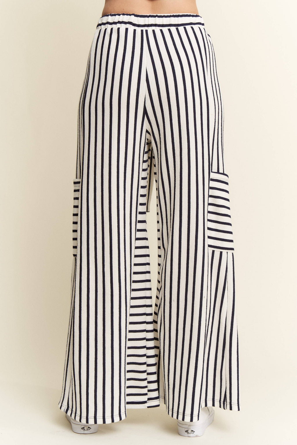 PLUS SIZE STRIPE WIDE LEG PANTS