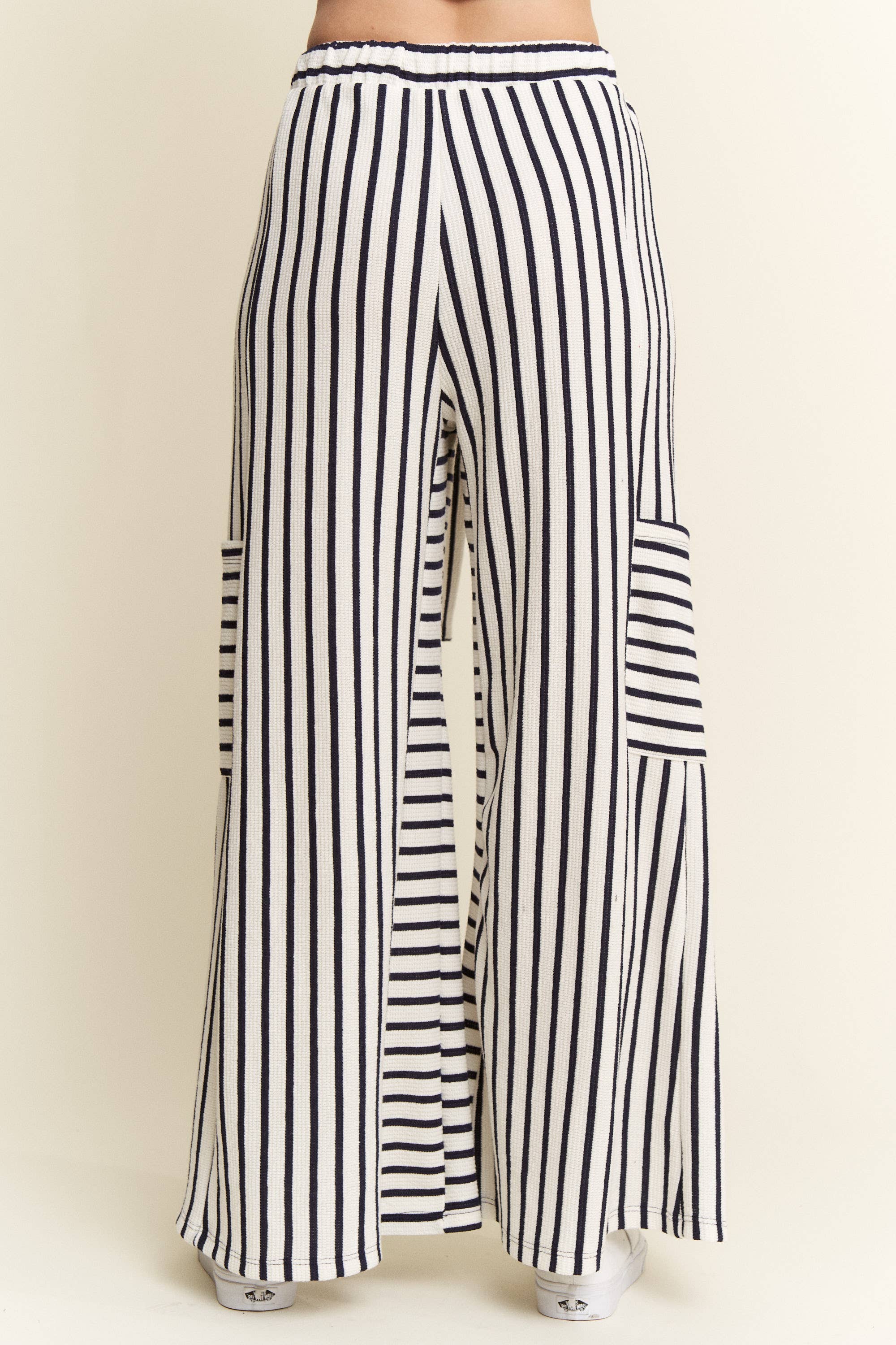 PLUS SIZE STRIPE WIDE LEG PANTS