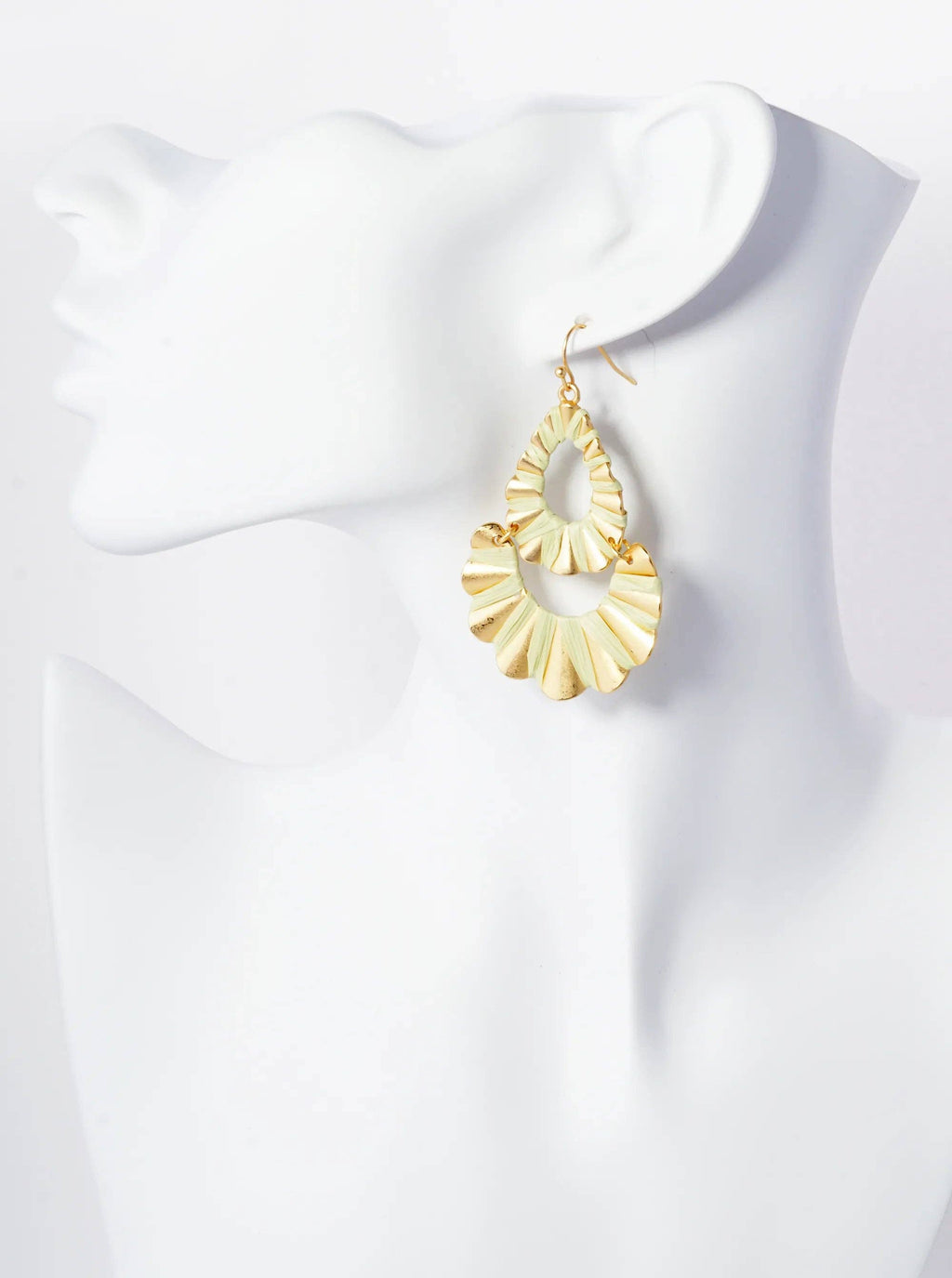 Raffia Wrapped Wavy Teardrop Dangle Earrings