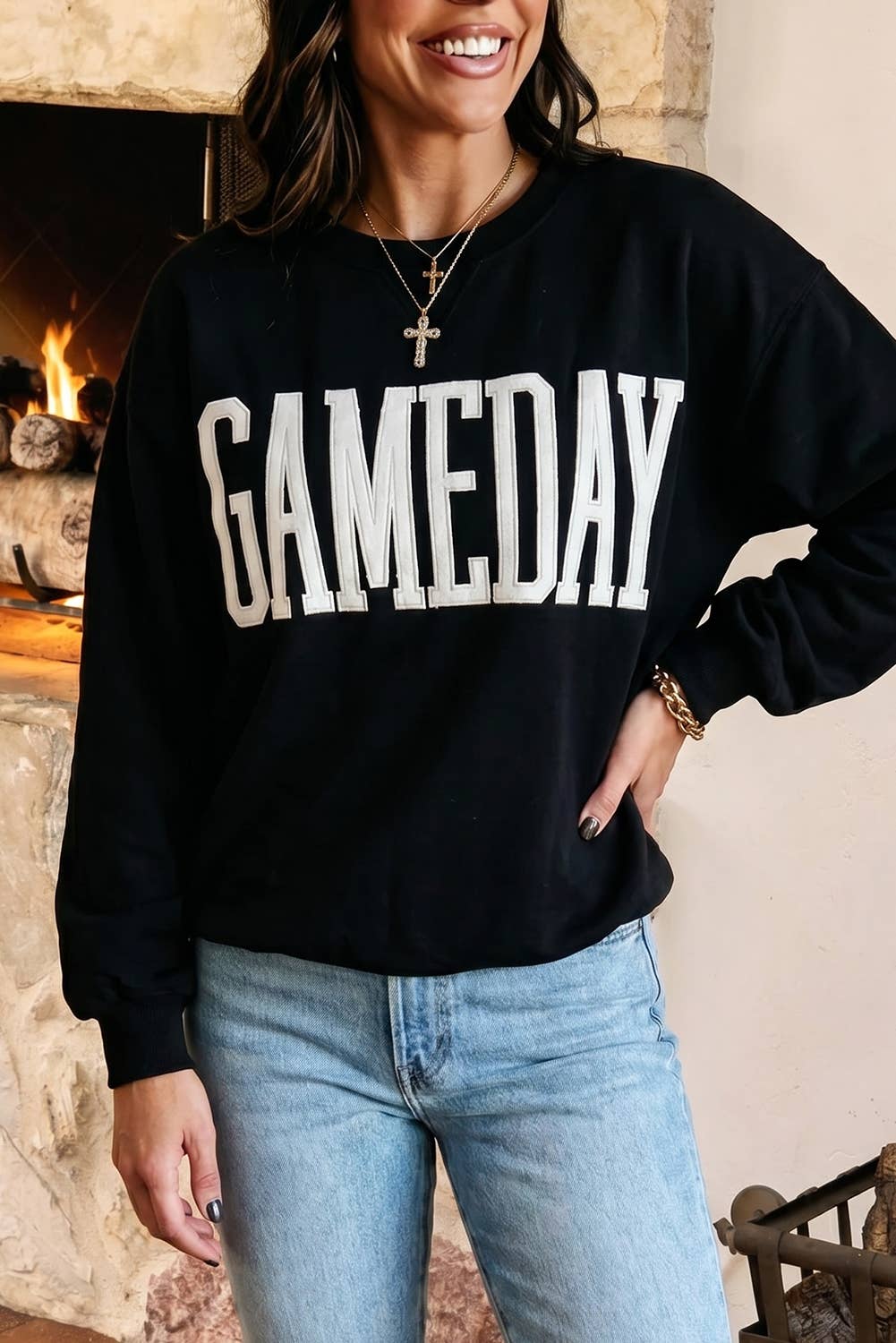 GAMEDAY Sweatshirt Long Sleeve Round Neck Casual Pullover