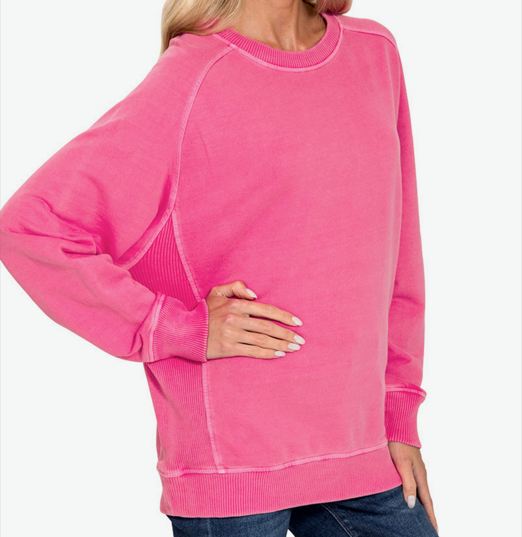 Pigment dye and enzyme washing pullover