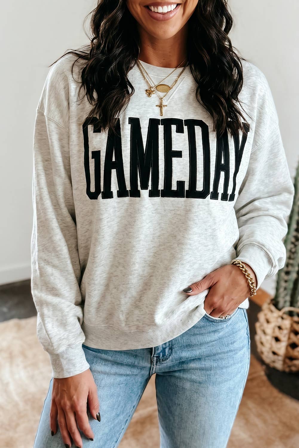 GAMEDAY Sweatshirt Long Sleeve Round Neck Casual Pullover