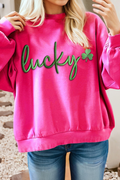 LDC St Patricks Lucky Embroidered Loose Pullover Sweatshirt