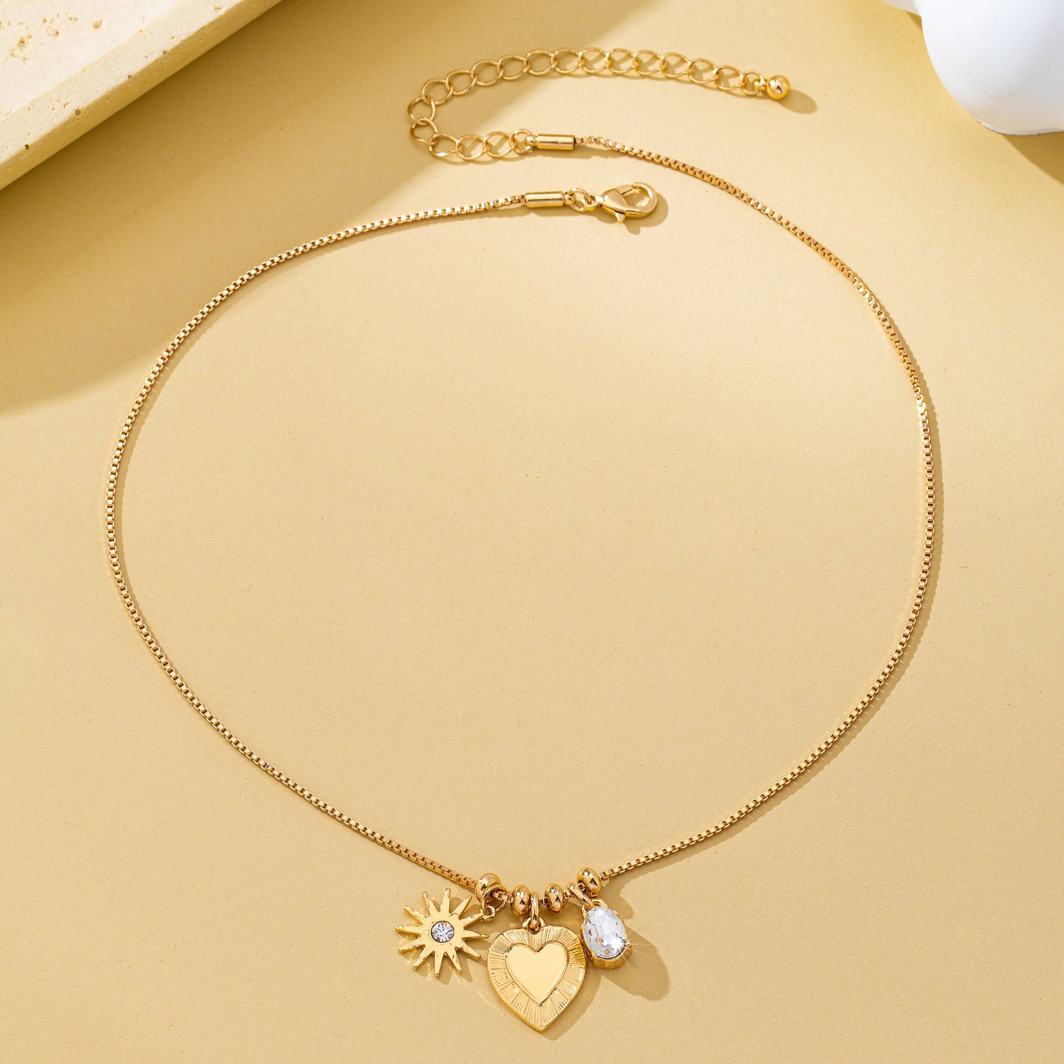 Celestial Heart and Starburst Charm Necklace | 80N93135