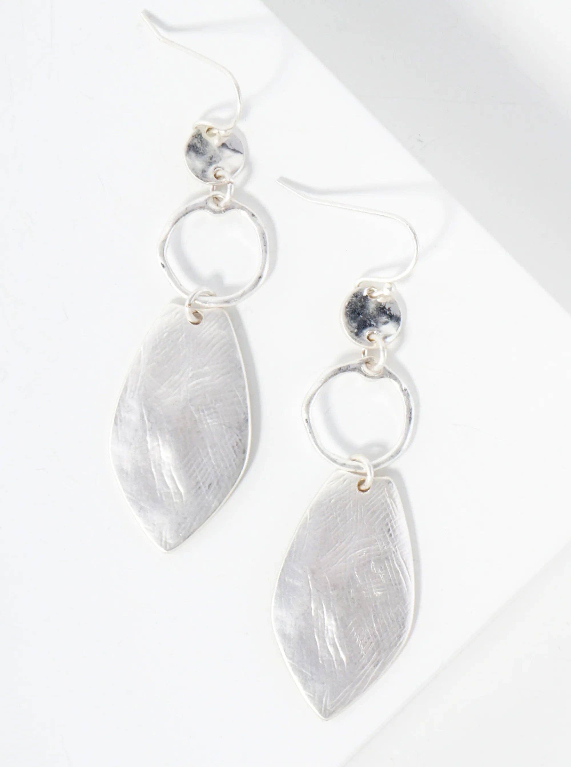 Hand-Molded Metal Geometric Dangle Drop Earrings